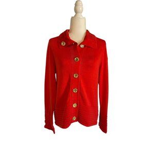 Jones New York Signature Red Gold Button Cardigan | Size M